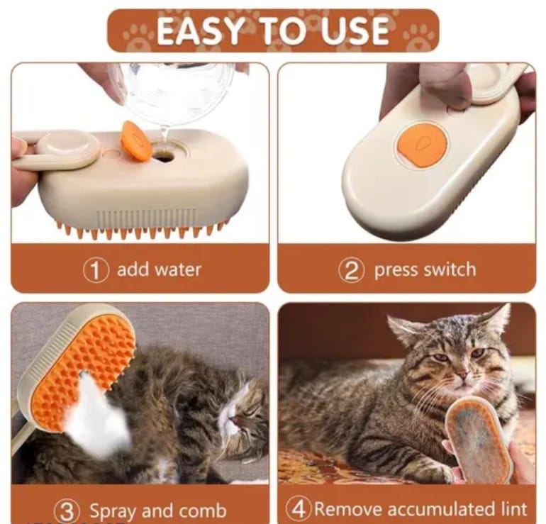 Steam Brush for Dog Catt Steam Brush 3 in 1 Water Brush