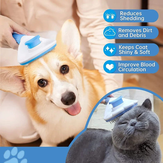 Self Cleaning Slicker Brush, Pet Grooming Shedding Brush for Dogs and Cats